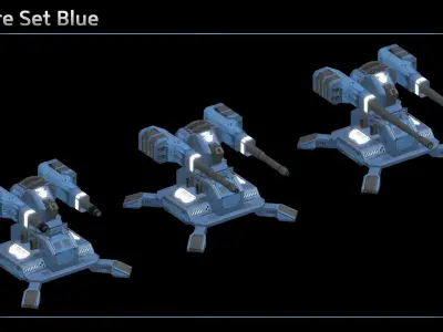 Ballistic Turret Low-poly 3D model