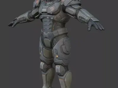 Futuristic sci-fi soldier 3D model