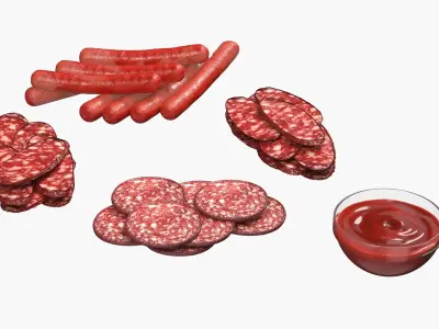 Snack Serving Tray Meat 3D model