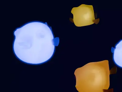 Indirect lighting with pufferfish and boxfish 3D model