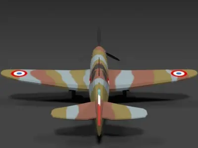 Low Poly Cartoon Dewoitine D520 WWII Airplane Low-poly 3D model