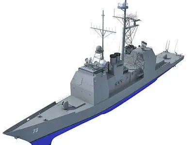 Blue USS Port Royal Missile Cruiser 3D model