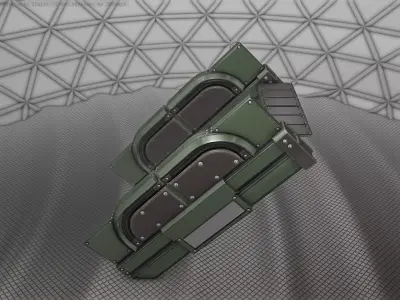 Sci-Fi Stairs - 22 - Green Version Low-poly 3D model