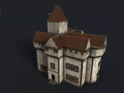 Tavern Building with Interior Low-poly 3D model