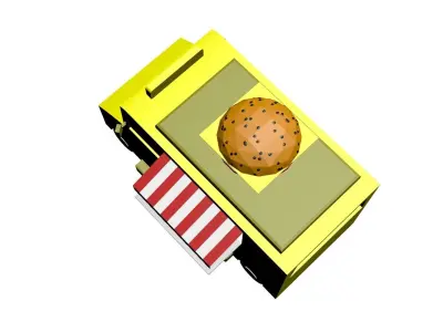 Low Poly Game Ready Food Truck Low-poly 3D model