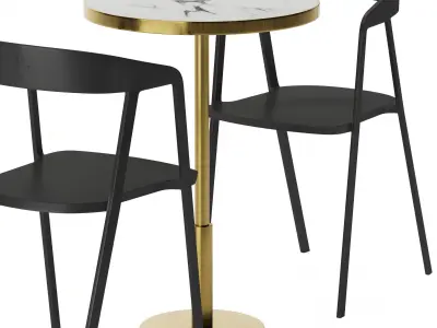 Cafe table and chair 01 Free 3D model