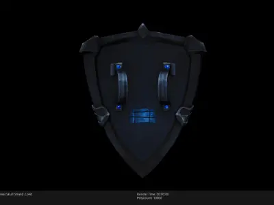 Low Poly Stylized Ethereal Skull Shield 2 Low-poly 3D model