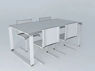 Modern dining table with chairs Free 3D model