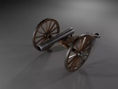 Field Gun - Cannon Low-poly 3D model