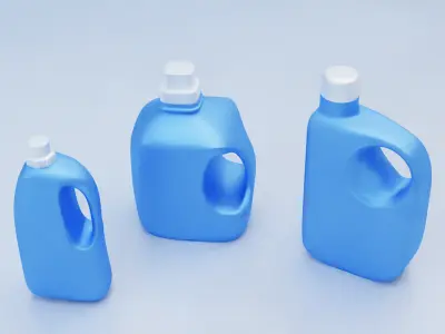 Plastic Detergent Bottle Set Clean Product Packaging 3D model