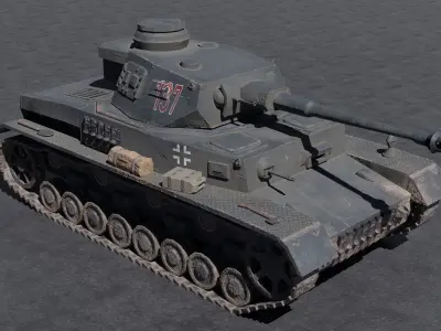 Panzer IV German WW2 tank low poly PBR Low-poly 3D model