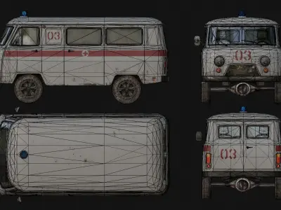 Soviet Van Low-poly 3D model