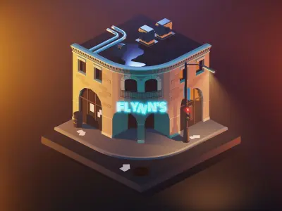 tron-flynns low poly model render in blender Low-poly 3D model