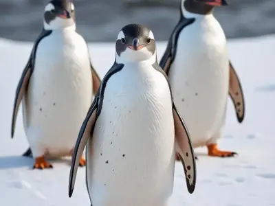 Gentoo Penguin Imperator Black White Bird Orange Beak Snow Low-poly 3D model