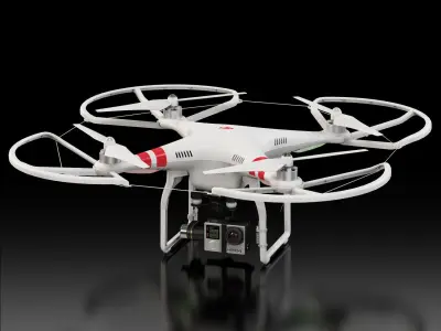 DJI Phantom 2 Quadcopter with Prop Guard and GoPro HERO4 Low-poly 3D model