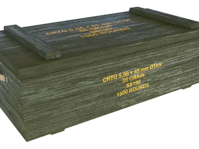 Ammo Wood Box with bullets 3D model