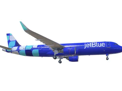 Airbus A321neo jetBlue Airways New Livery Low-poly 3D model