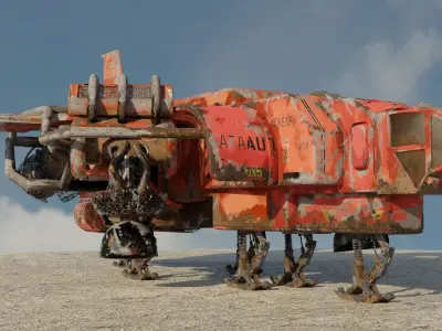 Old Rusty Sci-fi Aircraft 3D model