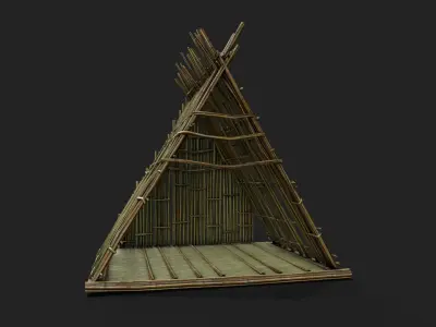 Bamboo Shelter 4 Low-poly 3D model