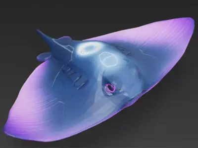 Cartoon Cyberpunk Stingray Low-poly 3D model