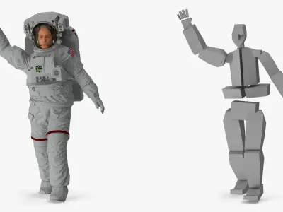 Astronaut in Extravehicular Mobility Unit Rigged 3D model