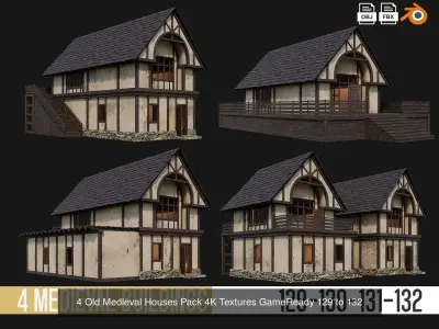121-160 OLD MEDIEVAL BUILDINGS PACK 4K Textures GameReady 3D Model Collection