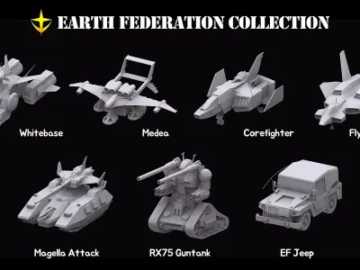 Gundam Earth Federation Space military Collection 3D model
