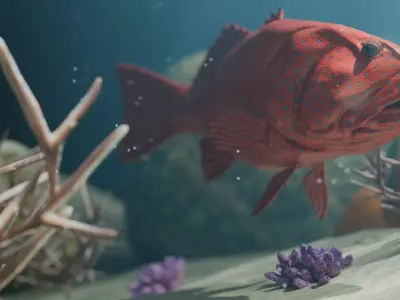 Realistic Coral Trout 3D Model Low-poly 3D model